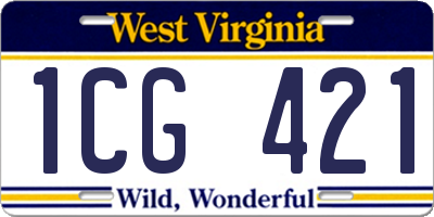 WV license plate 1CG421