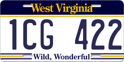 WV license plate 1CG422