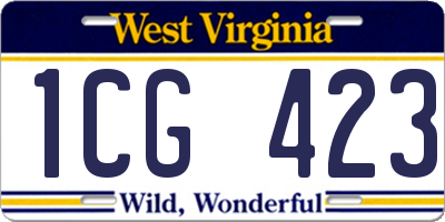 WV license plate 1CG423
