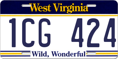 WV license plate 1CG424