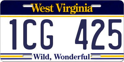WV license plate 1CG425
