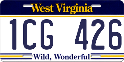 WV license plate 1CG426