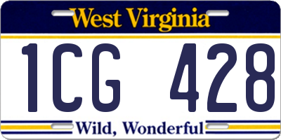 WV license plate 1CG428