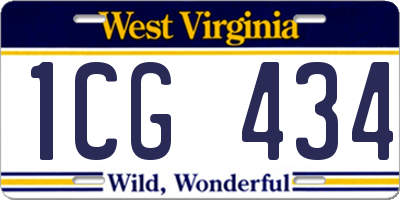 WV license plate 1CG434