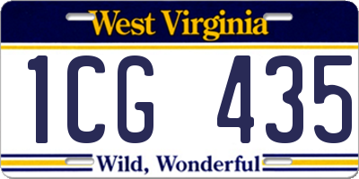 WV license plate 1CG435