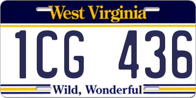 WV license plate 1CG436