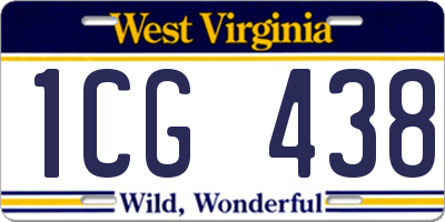 WV license plate 1CG438