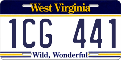 WV license plate 1CG441
