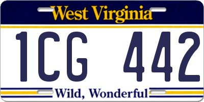 WV license plate 1CG442