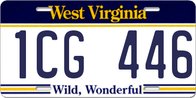 WV license plate 1CG446