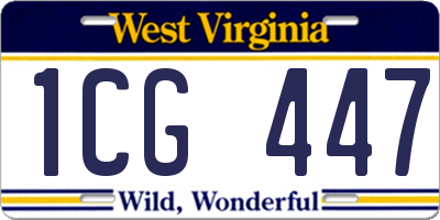 WV license plate 1CG447