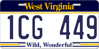 WV license plate 1CG449