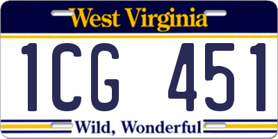 WV license plate 1CG451