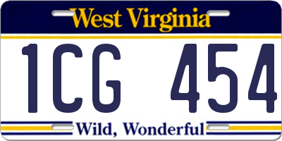 WV license plate 1CG454