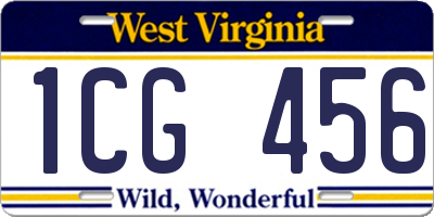 WV license plate 1CG456