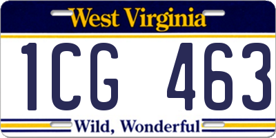 WV license plate 1CG463