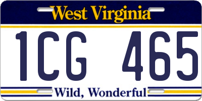 WV license plate 1CG465