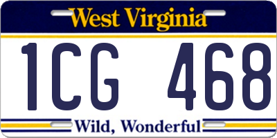WV license plate 1CG468