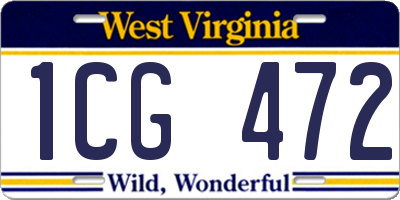 WV license plate 1CG472