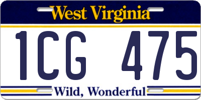 WV license plate 1CG475