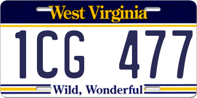 WV license plate 1CG477