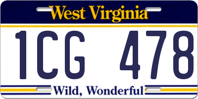 WV license plate 1CG478