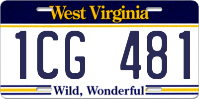 WV license plate 1CG481