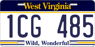 WV license plate 1CG485