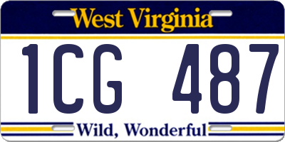 WV license plate 1CG487