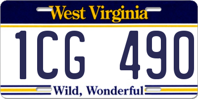 WV license plate 1CG490