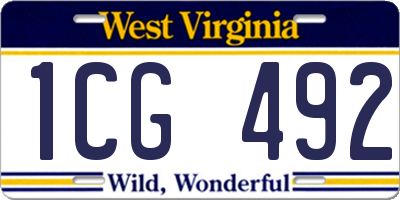 WV license plate 1CG492