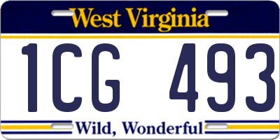 WV license plate 1CG493
