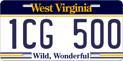 WV license plate 1CG500
