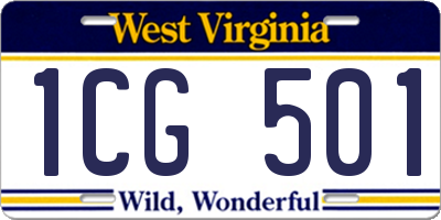 WV license plate 1CG501
