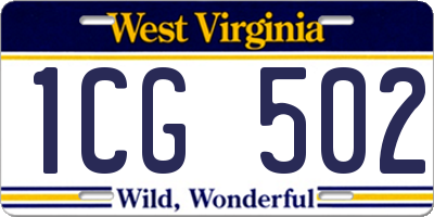 WV license plate 1CG502