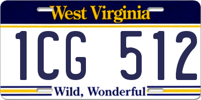 WV license plate 1CG512