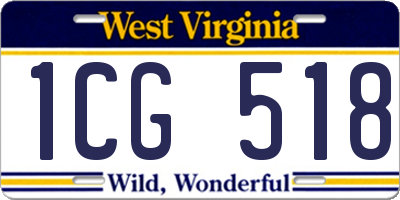 WV license plate 1CG518