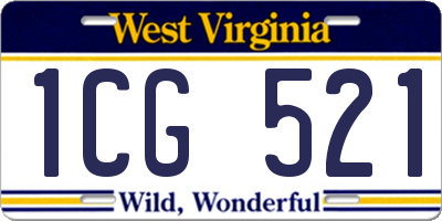 WV license plate 1CG521