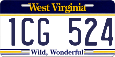 WV license plate 1CG524