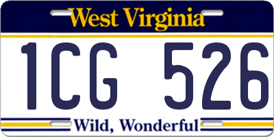 WV license plate 1CG526