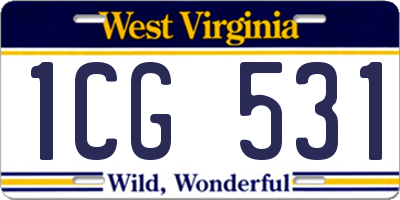 WV license plate 1CG531