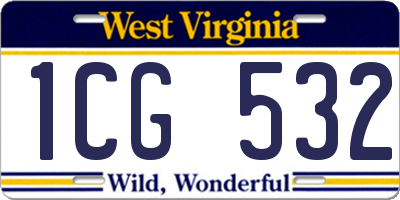 WV license plate 1CG532