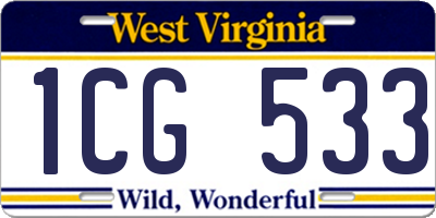 WV license plate 1CG533