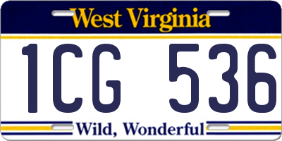 WV license plate 1CG536
