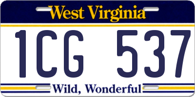 WV license plate 1CG537