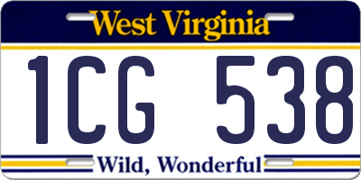 WV license plate 1CG538