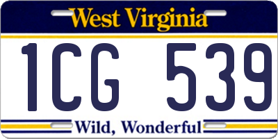 WV license plate 1CG539