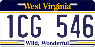 WV license plate 1CG546