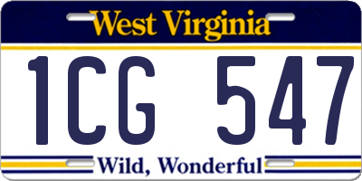 WV license plate 1CG547