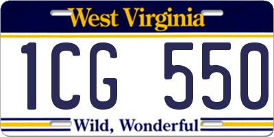 WV license plate 1CG550
